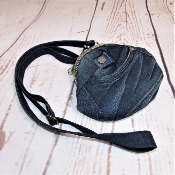 Umhängetasche, Jeans Upcycling, Bügeltasche, Handtasche mit Clip