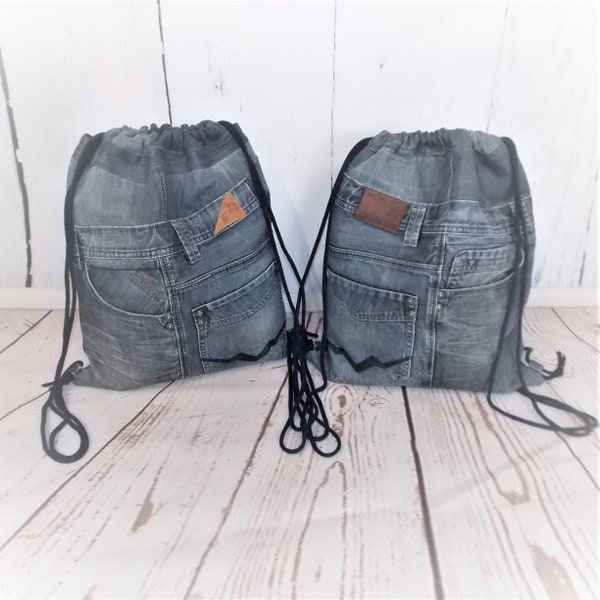 Turnbeutel, Rucksack , Hipbag, Jeanstasche, Jeans Upcycling