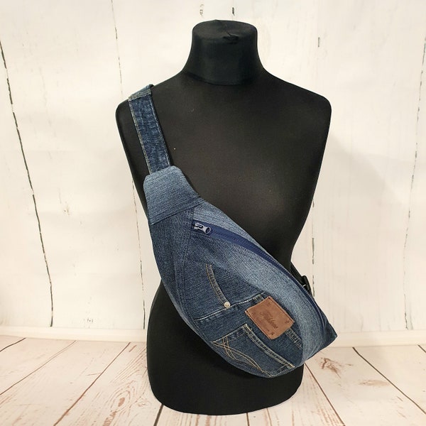 Umhängetasche,Jeans Upcycling,  Recycling, Tasche aus Jeans