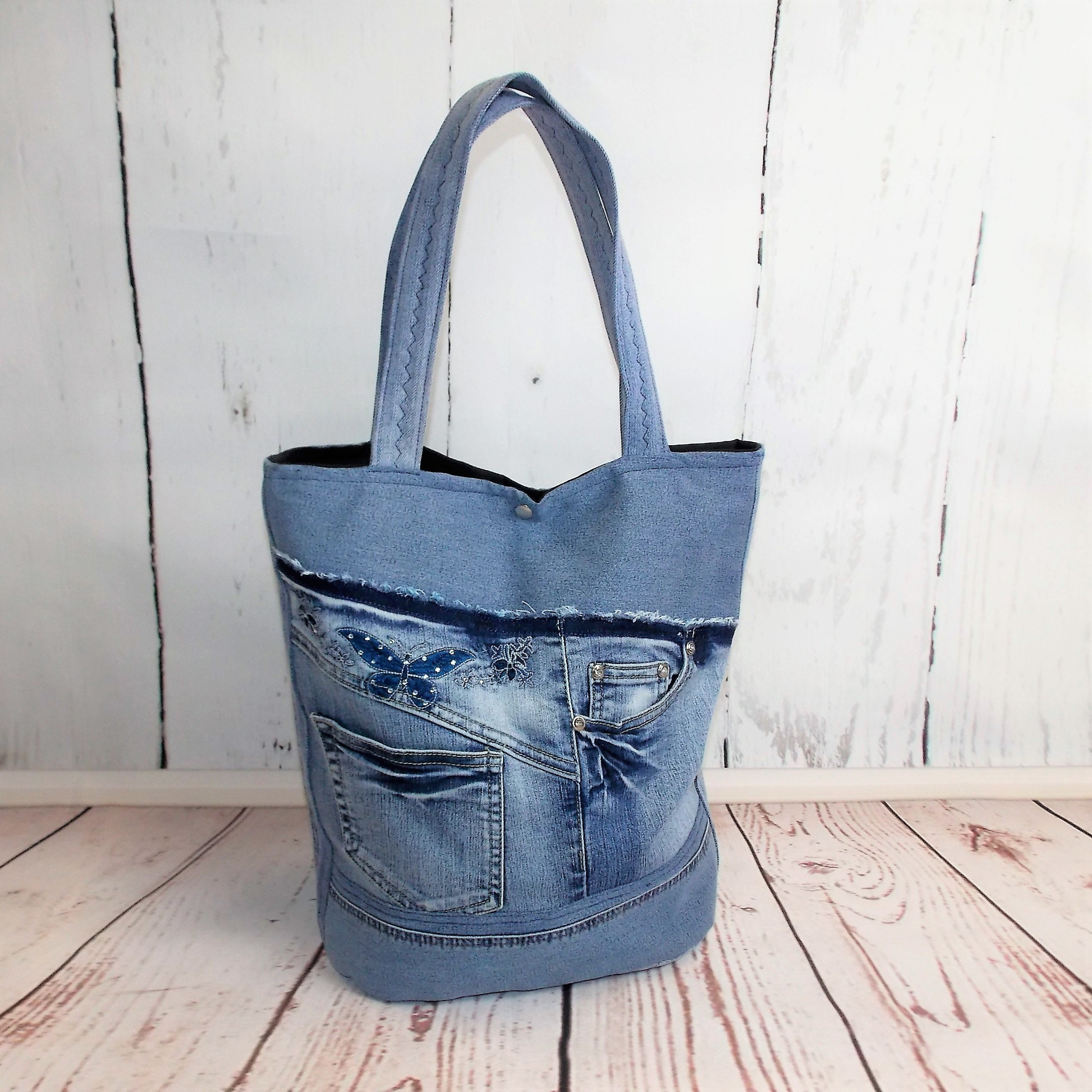 Shopper shopping bag jeans upcycling recycling | Etsy
