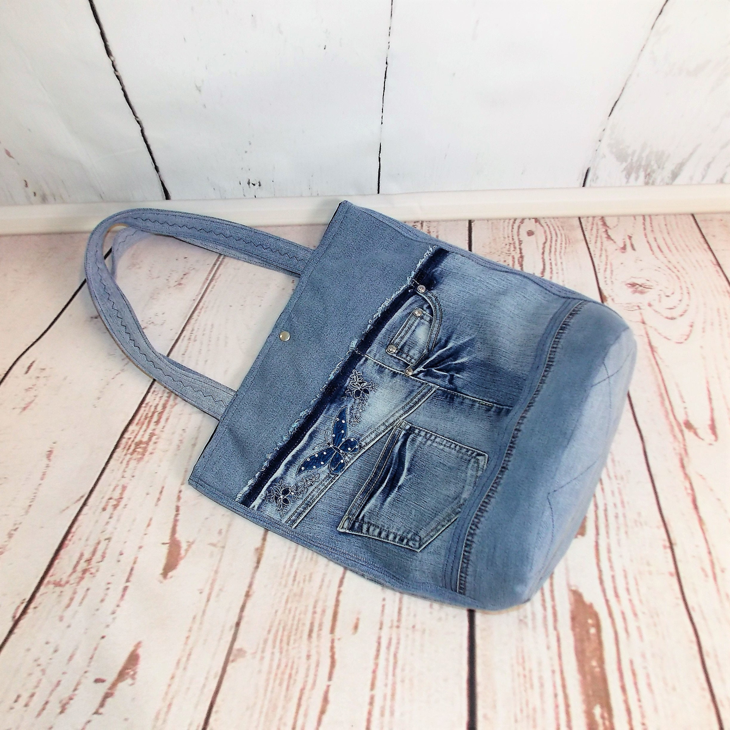 Shopper shopping bag jeans upcycling recycling | Etsy