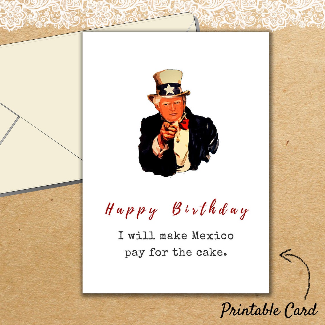 Funny Donald Trump Birthday Card Political Birthday Card Etsy