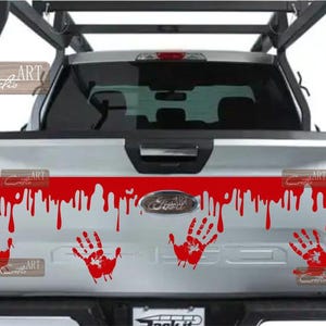 Blodigt handavtryck bildekal: Halloween skräck vinylklistermärken för Jeep Van Camper