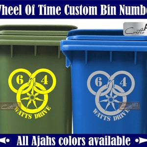 Wheel of Time Ajahs Custom Personalized Wheelie Bin Number and Street Sticker Vinyl Decal 28 colors available