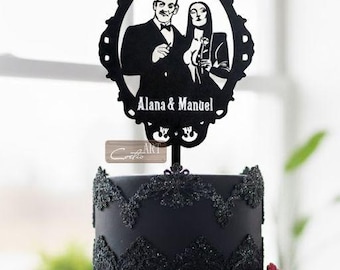 Gomez & Morticia Addams Cake topper: Custom Wedding Anniversary