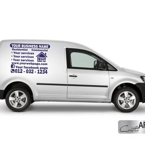 Aangepaste vinylstickers voor Van Truck Camper Caravan Bedrijfsbord x3 reclamestickers bedrijfsstickers links rechts deur en achterdeur