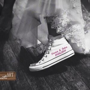 Sеt Left Right Sneakers Mr & Mrs Custom Personalized Name Date Sticker SNEAKERS Textile vinyl Sticker Wedding Bride Bridesmaid Vinyl #WD77