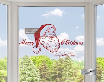 Weihnachtsmann Fenstersticker: Merry Christmas Shop Fenster Sticker