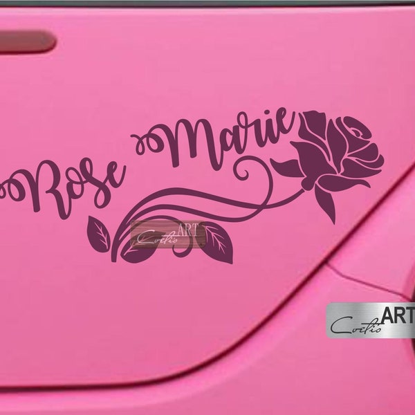 Custom Name Single Rose Flower Car Sticker Van Kemper Caravan Decal Vinyl Campervan RV Motorhome Gift Sticker