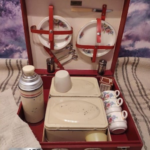 Rare 1950s Brexton Picnic Set: Retro Camping, RV, 4-Person