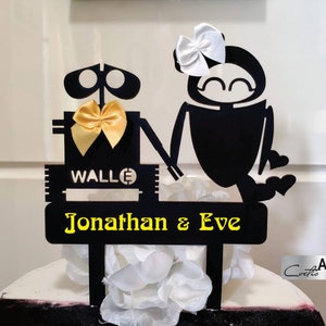 Custom Names Wall-e & Eve Cake topper Wedding Wedding Cake sign Groom Wall-e Bride Eve image 1