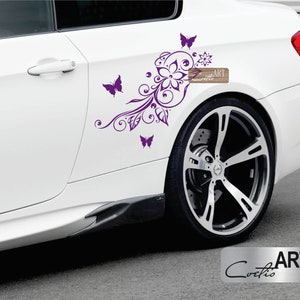 Auto Set Blumen Blumen Schmetterlinge Auto Van Jeep Aufkleber Aufkleber Aufkleber Vinyl Links und Rechts Abziehbilder 28 Farben erhältlich