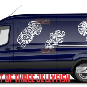 Pegatinas de vinilo con diseño de medusas para coche, furgoneta, camión, autocaravana, caravana (tres tamaños disponibles), regalo para autocaravana o caravana.