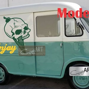 Set Custom Funny Ice Cream Skulls Sticker Van Truck Camper Ice cream Van Decal Vinyl Three sizes Three models Campervan Rockabilly style