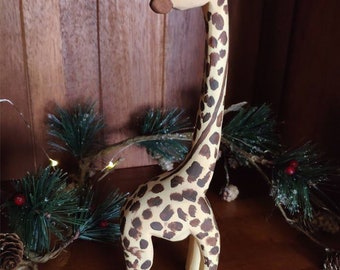 Hand carved Wood Giraffe wooden figure Wood animal wooden giraffe Birthday Anniversary Special occasion Gift