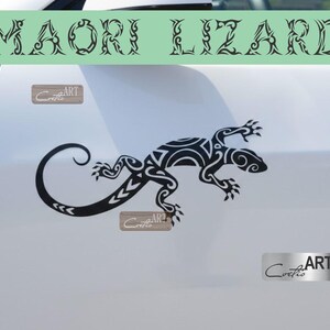 Maori ödla gecko bildekal: Tribal tatuering för skåpbil, jeep vinylklistermärke