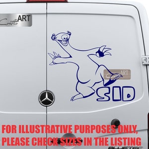 Sticker auto SID Ice Age Ground paresseux pour voiture Stickers pour fourgonnettes Trois tailles différentes 28 couleurs disponibles Sticker cadeau en vinyle pour les fans