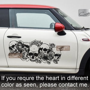 Autocollants auto, fleurs, crânes et roses, autocollants de voiture, autocollants en vinyle pour camionnettes, crânes qui rient, côtés gauche et droit, autocollants pour camping-car, camping-car