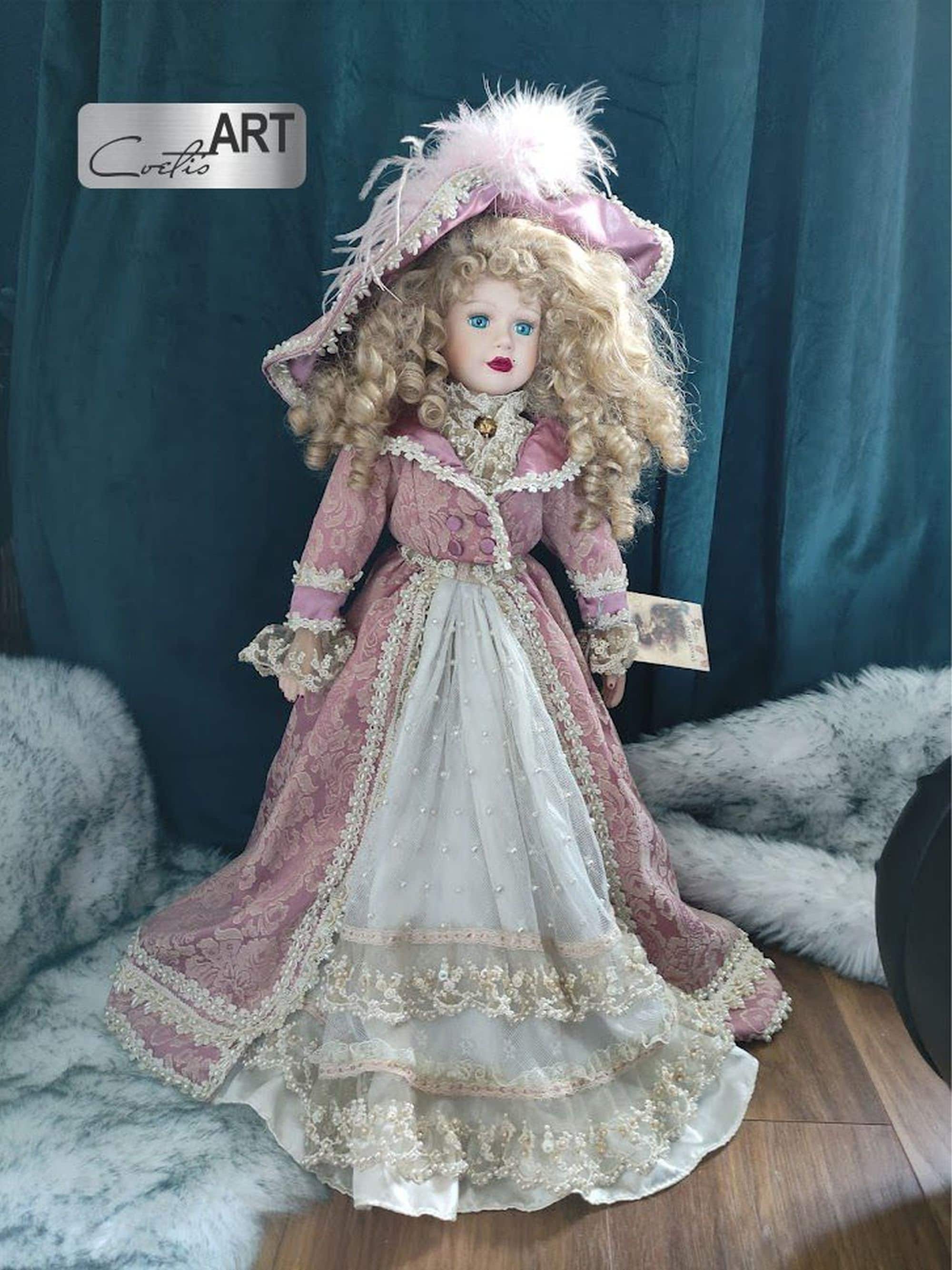 Large Lovely Vintage Porcelain Victorian Doll Heirloom Doll