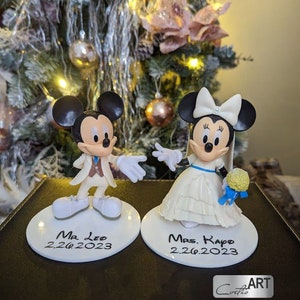 Custom Figures Names Date Mouses Wedding Cake topper Groom and Bride Original Movie Wedding anniversary