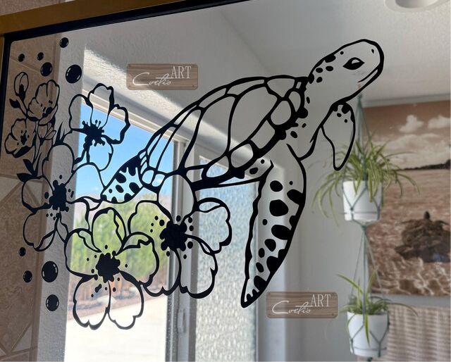 Adesivo Auto Tartaruga Marina Rosa - Vinile Impermeabile UV - Decorazione Auto, Laptop, Pareti - 12,5 Cm