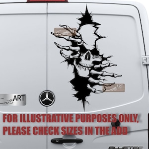 Stickers auto Skull, voiture Van Jeep, camping-car, camping-car, autocollant en vinyle, crâne sinistre