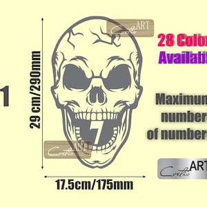 Human Skull Custom Personalized Number Wheelie Bin Sticker Vinyl House Number Decal 28 colors available