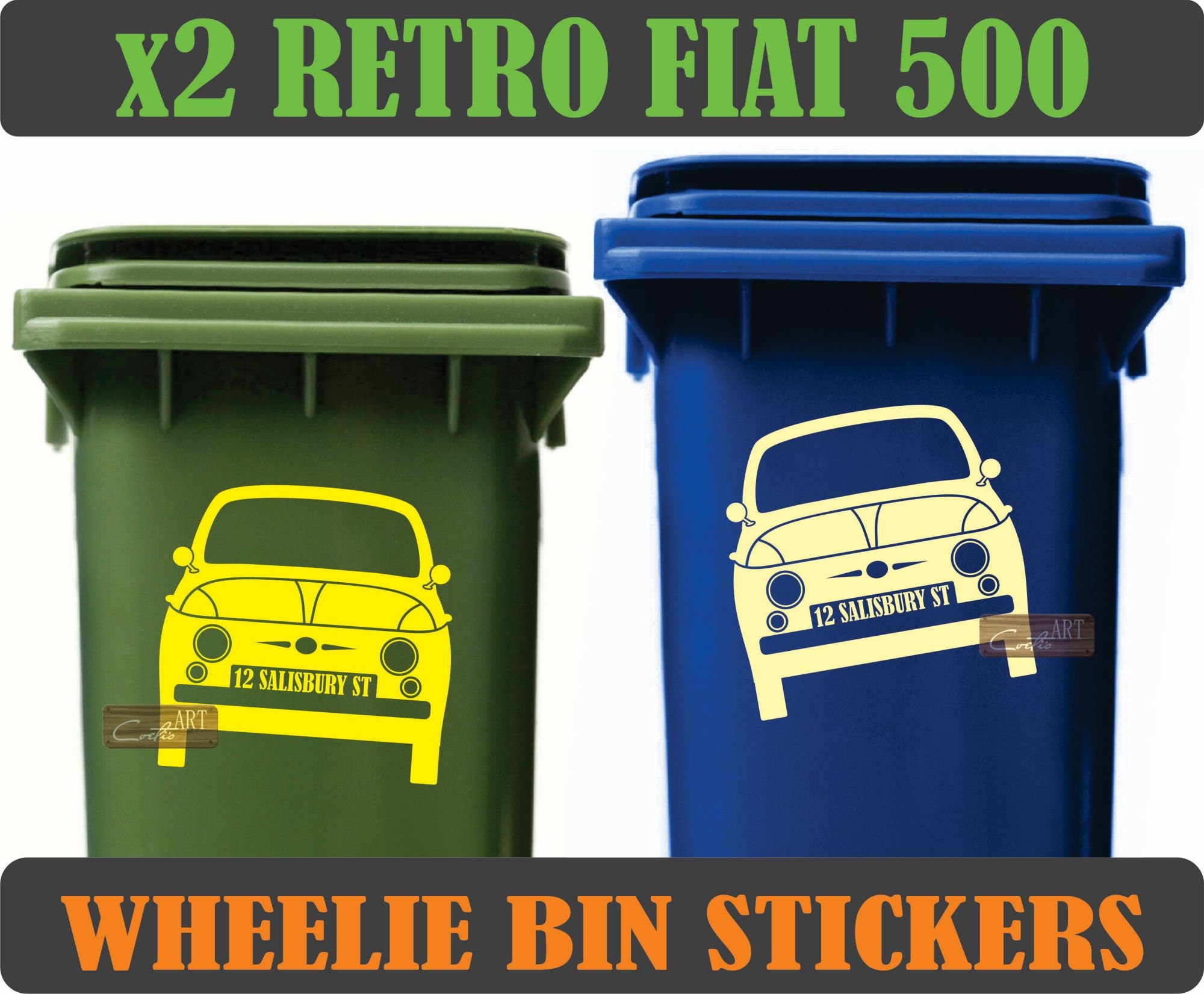 X2 Custom Personalized Wheelie Bin Stickers Vinyl Decals Etsy