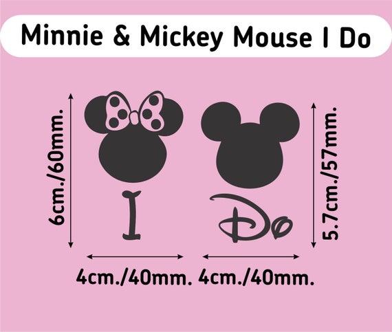 Mickey /& Minnie Mouse Disney Wedding Vinyl Decals//stickers Silver Or Gold 40mm
