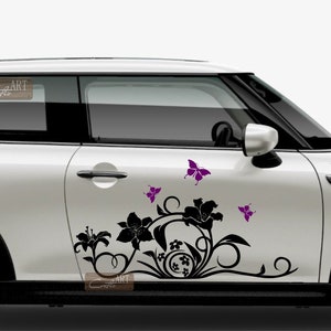 Auto Set Lilium Blumen Schmetterlinge Auto Aufkleber Van Aufkleber Abziehbilder Aufkleber Vinyl Camper Caravan 26 Farben erhältlich Florist van