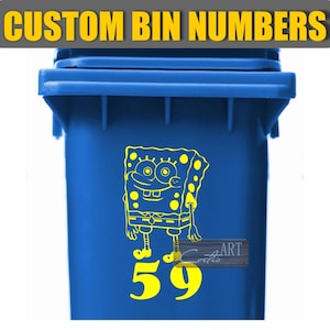 SpongeBob SquarePants Custom Personalized Wheelie Bin Number House Sticker Vinyl Decal 28 colors available