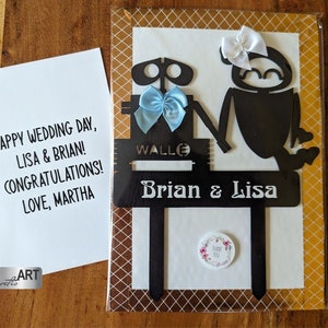 Custom Names Wall-e & Eve Cake topper Wedding Wedding Cake sign Groom Wall-e Bride Eve image 4