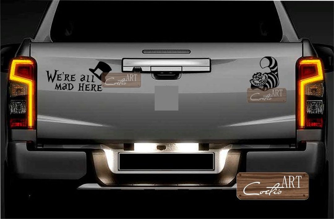 Cheshire Cat "We're All Mad Here" Vinyl Decal - 5 Inch Car Bumper Sticker