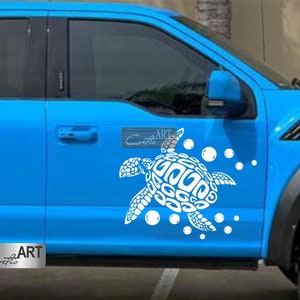 Pegatinas de vinilo para coche, furgoneta, camión, autocaravana, tortuga marina con burbujas, juego de tres tamaños a elegir