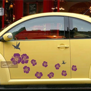 Auto Tropische exotische blumen Autoaufkleber Van Caravan Camper Aufkleber Vinyl Hibiskusblumen Campervan RV Wohnmobil Aufkleber Floristen van