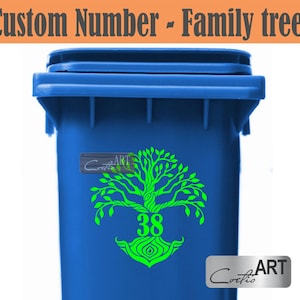 Tree of Life Family tree Custom Personalized Number Wheelie Bin Stickers Vinyl Number House Decal 28 colors available