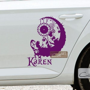 Auto x2 Alice in Wonderland Aangepaste naam Gepersonaliseerde woord autosticker bestelwagen stickers stickers vinyl 30 prachtige lettertypen muurtattoo