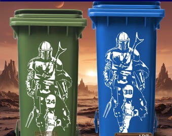 Star Wars, The Mandalorian: Custom Mülltonnen-Aufkleber Vinyl Nummer Wandtattoo