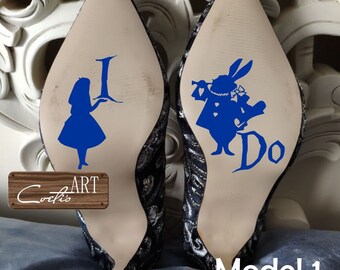 Alice's Adventures in Wonderland I Do Mr Mrs Custom Personalized Sticker Vinyl Wedding Bride Groom Decal/ 28 colors available