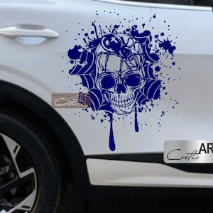Auto Schädel und Spinne Spinnennetz Flecken Set Schädel Aufkleber Vinyl Aufkleber Auto Van Jeep Camper Caravan 28 Farben, 4 Größen