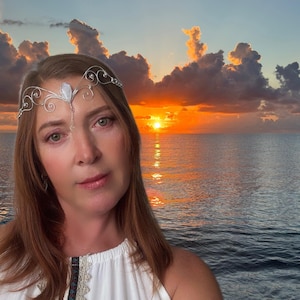 Moonstone Elven Wedding Tiara: Silver Celtic Crown
