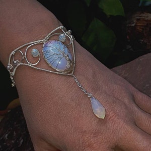 Opalite Tree of Life Cuff Bracelet, Silver Wire Wrapped
