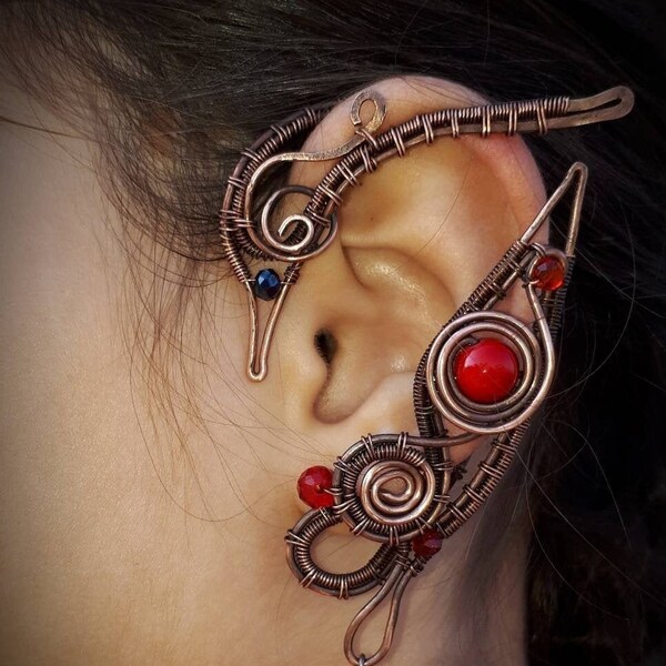 Dragon Ear Cuff: Wire Wrapped Copper Earring, No Piercing