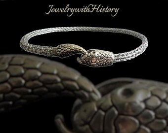 Handmade Snake choker, Silver crochet choker,  Viking necklace