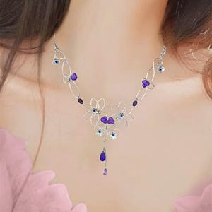 Handmade Silver Floral Set: Coquette Lotus Necklace and Earrings
