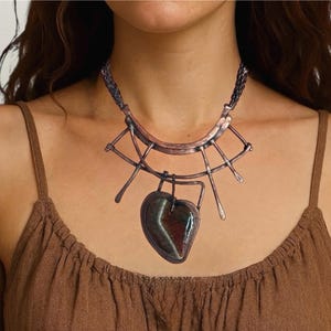 Agate boho Choker - Wire Wrapped Choker - Copper Choker necklace- Chandelier Necklace - Fairy Jewelry - Goddess Choker - Elven Necklace