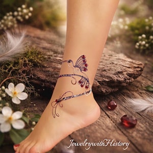 Bird Anklets for women boho, Hummingbird copper anklet, Leg bracelet