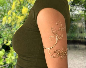Spiral Brass Upper Arm Cuff: Forest Nymph Arm Band