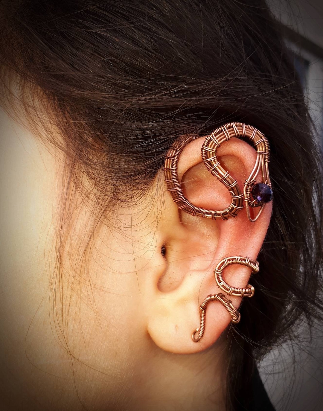 Pearl Beaded Ear Cuff, Chunky Ear Cuff, Adjustable Ear Cuff, Stackable