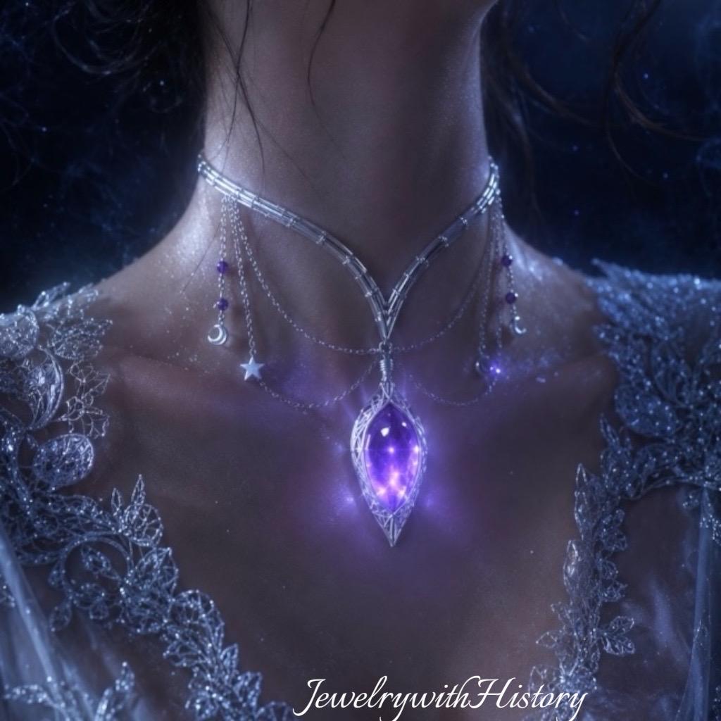 Purple Amethyst Wire Wrapped Choker Necklace: Handmade Silver necklace